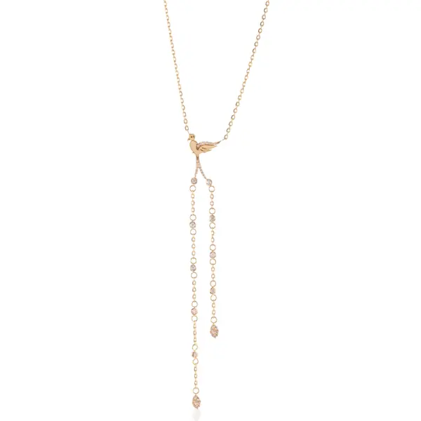 Bird Duo Diamond Gold necklace unique designer jewellery in ksa uae NY