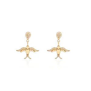 gold birds earrings with diamonds, jewelry in Dubai, Ksa, NY
