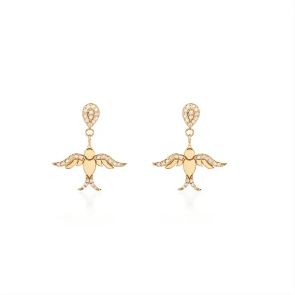 gold birds earrings with diamonds jewelry in Dubai Ksa NY
