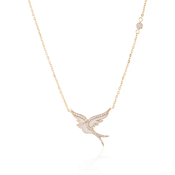 Avian Diamond Bird 18k gold Necklace unique designer jewellery in uae ksa NY