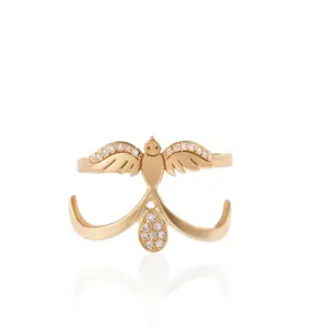 diamond 18k gold ring unique bird design