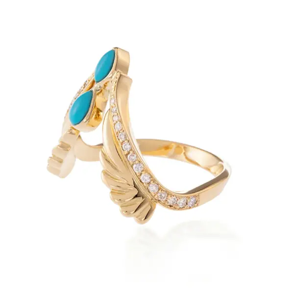 diamond turquoise ring 18k gold designer jewellery in UAE KSA NY