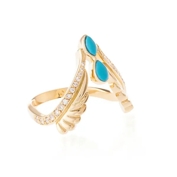 diamond turquoise ring 18k gold designer jewellery in UAE KSA NY