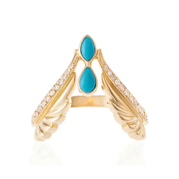 diamond turquoise ring 18k gold designer jewellery in UAE KSA NY