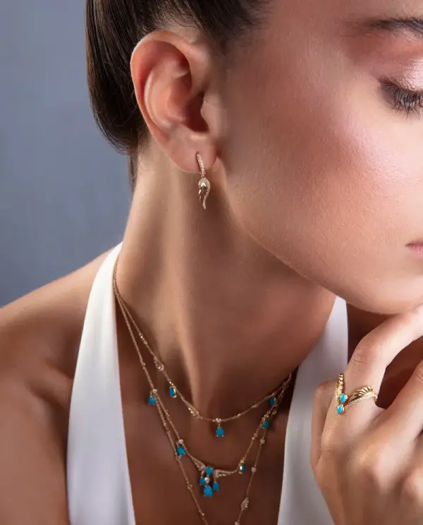 turquoise collections vs diamonds 18k gold designer jewellery in UAE KSA NY