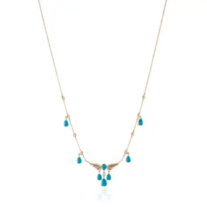 turquoise necklace vs diamonds 18k gold designer jewellery in UAE KSA NY