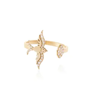 joyful diamond & 18k gold ring unique bird design