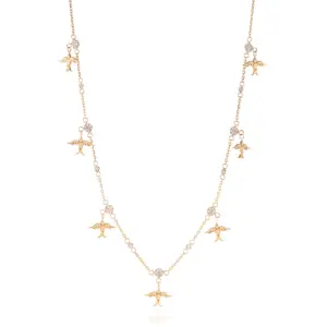 Multi birds Diamond necklace 18 carats gold chain unique designer jewellery in uae ksa NY