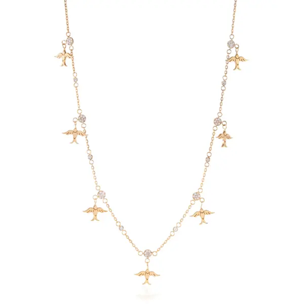Multi birds Diamond necklace 18 carats gold chain unique designer jewellery in uae ksa NY