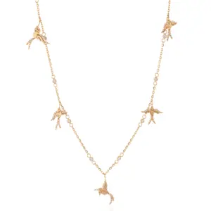 Playful Birds Diamond Gold necklace unique designer jewellery in ksa uae NY