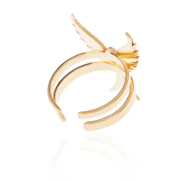 majestic bird design ring diamond 18k gold