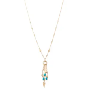 vs diamonds & 18k gold turquoise tassel necklace designer jewellery in UAE, KSA, NY