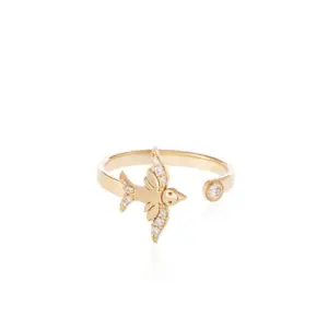 unique jewellery diamond 18k gold ring with a flying bird design