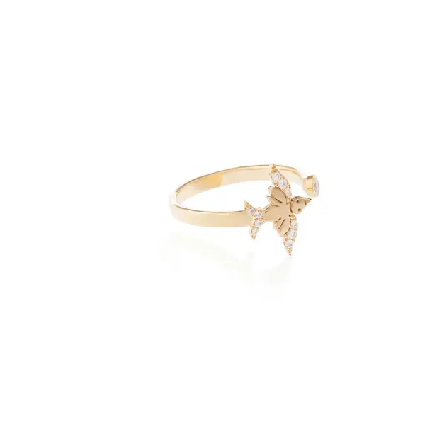 flight of Happiness diamond Bird Ring 18k gold