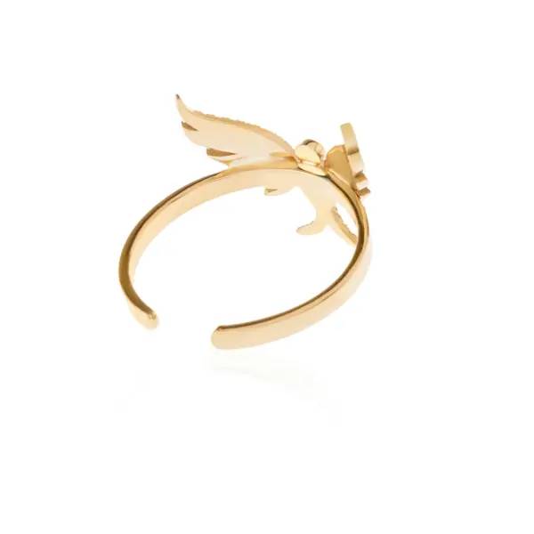 happy bird design ring diamond 18k gold