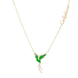 Confident Emerald Diamond Bird Necklace unique designer jewellery in uae, ksa & NY