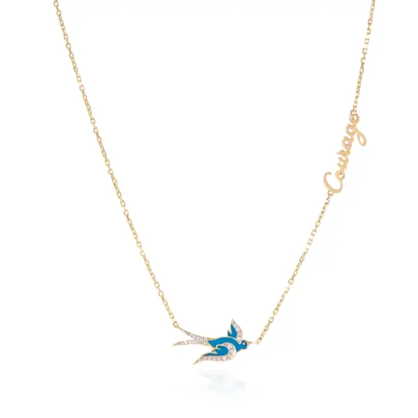 Courageous Azure Diamond Bird Necklace unique designer jewellery in uae ksa NY