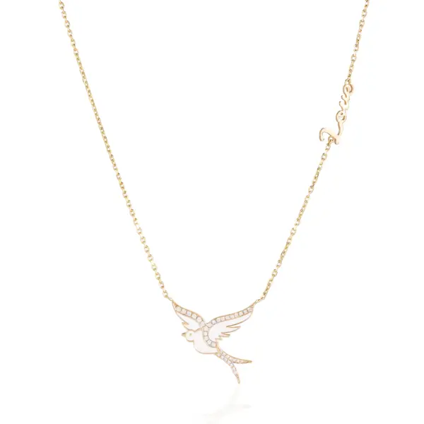 Pure Love White Diamond Bird Necklace unique jewellery design in uae ksa NY
